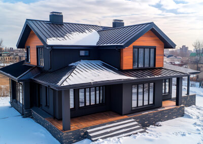 Metal roofing house in quebec winter